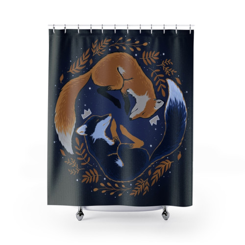 Night Foxes Shower Curtains for Bathroom Decor