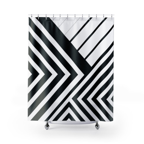 Black and White Geometric Lines Shower Curtain