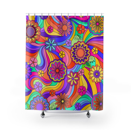 Psychedelic Flower Power Shower Curtains