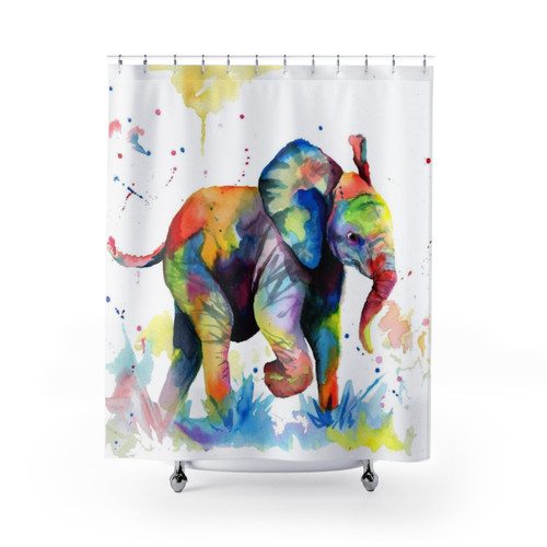 Multicolour Baby Elephant Shower Curtains