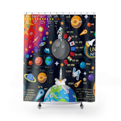 Space Universe Infographic Shower Curtains