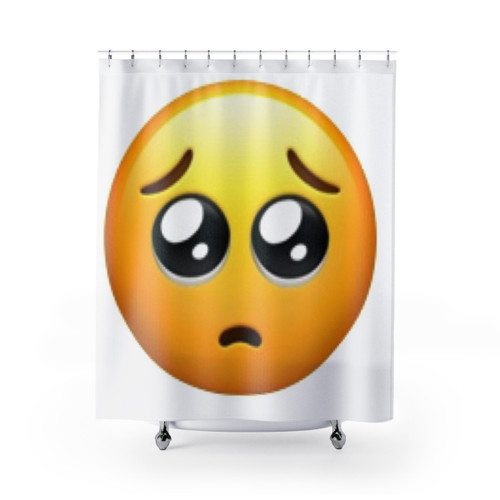 Pleading Big Eyes Emoji Shower Curtain