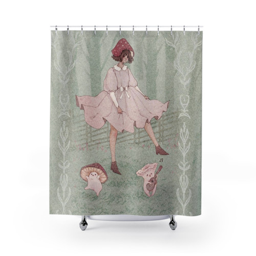 Whimsical Mushroom Shower Curtains with Fairy Tale Motif