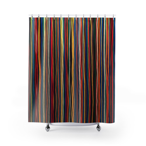Multicolored abstract stripe shower curtain