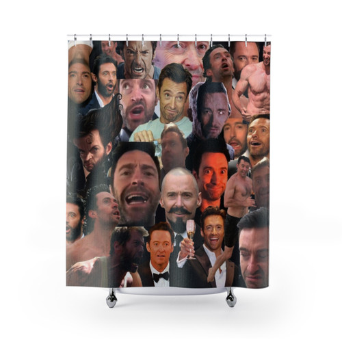 Collage Shower Curtain with Images of Hugh Jackman