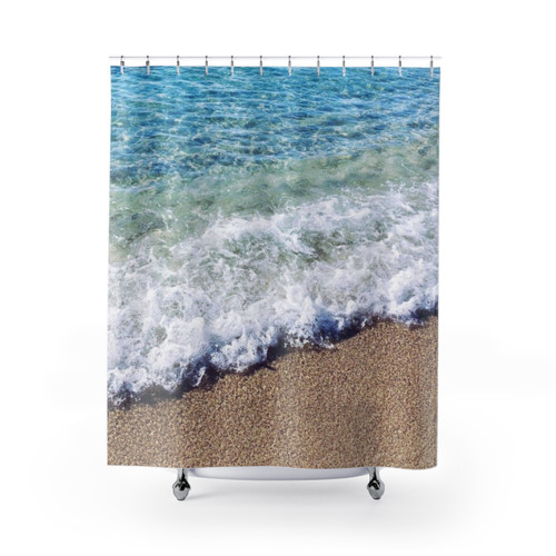 Ocean Blue Wave Shower Curtains - Coastal Beach Home Decor