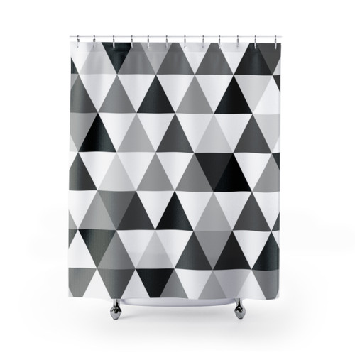 Geometric Triangle Black & White Shower Curtain