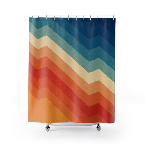 Vibrant Geometric Barricade Shower Curtains