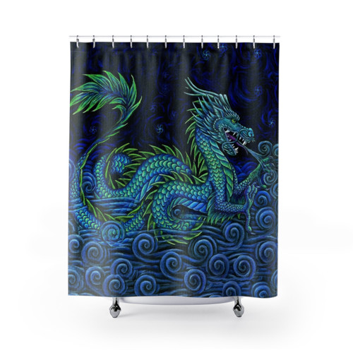 Ethereal Azure Dragon Shower Curtain