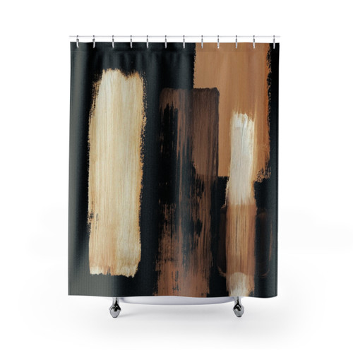 Contemporary Abstract Black and Brown Shower Curtain