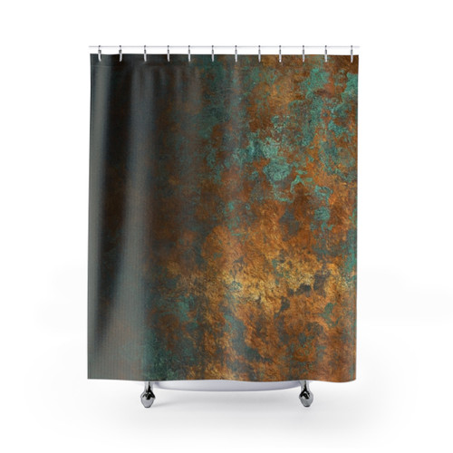 Oxidized Copper Shower Curtains for Rustic Bathroom Decor