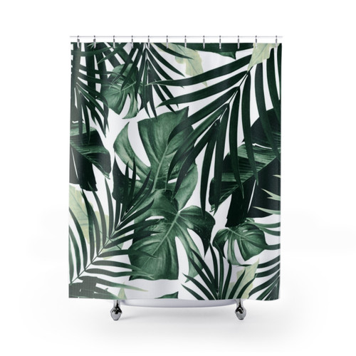 Tropical Jungle Leaves Shower Curtain