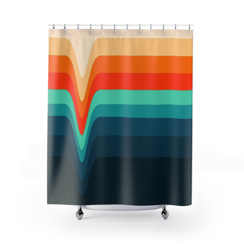 Retro Verve Shower Curtains - Modern Abstract Geometric Design