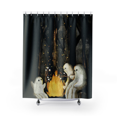 Spooky Marshmallow Camping Shower Curtains