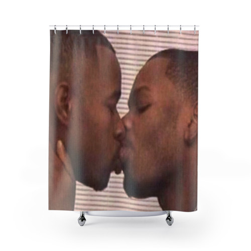 Shower Curtain featuring black men kissing