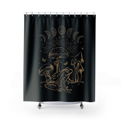 Dark Academia Frog Shower Curtains with Cottagecore Aesthetic