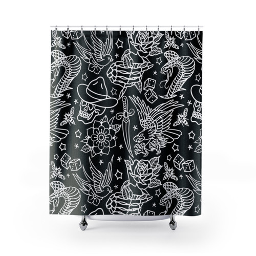 American Traditional Tattoo Flash Shower Curtain