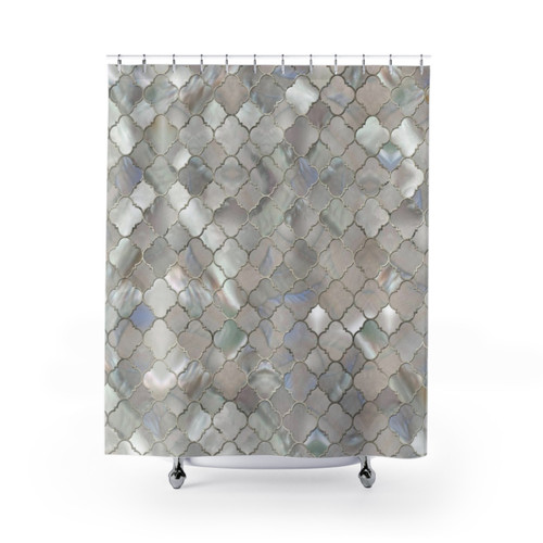 Quatrefoil Shower Curtains with Mother of Pearl Accents