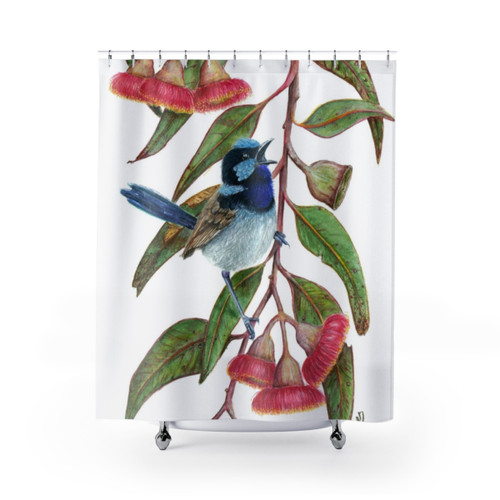 Splendid Fairywren Watercolor Shower Curtains