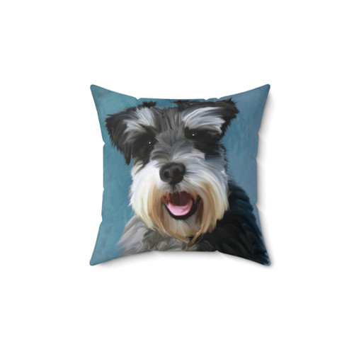 Miniature Schnauzer Dog Watercolor Art Painting Pillow