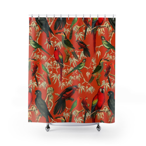 Vibrant Bird Pattern Shower Curtain