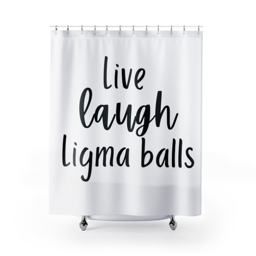Whimsical shower curtains with live, laugh, love design