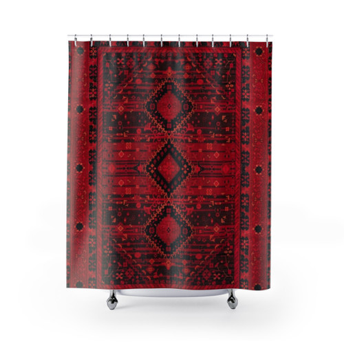 Crimson Heritage Shower Curtains with Oriental Moroccan & Ottoman Art Inspiration