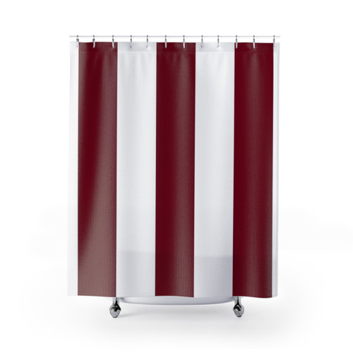 Burgundy and White Striped Shower Curtain