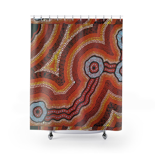 Aboriginal Waterhole Journey Shower Curtain