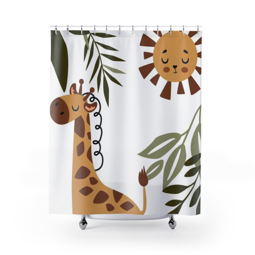 Boho Giraffe Jungle Leaves Shower Curtain