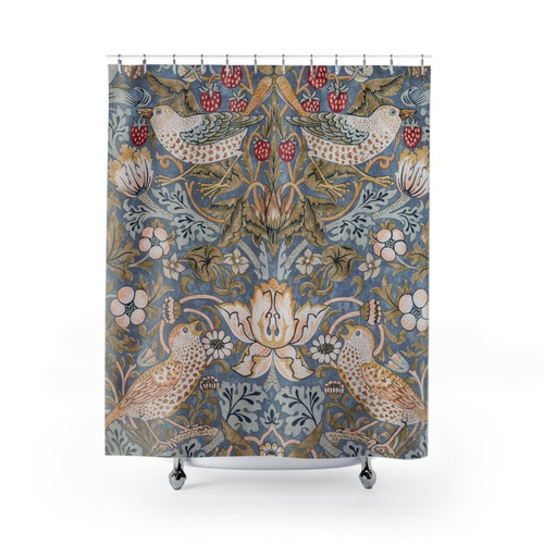 Strawberry Thief Patterned Shower Curtain