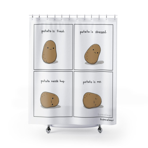 Emotional Potato Themed Shower Curtain