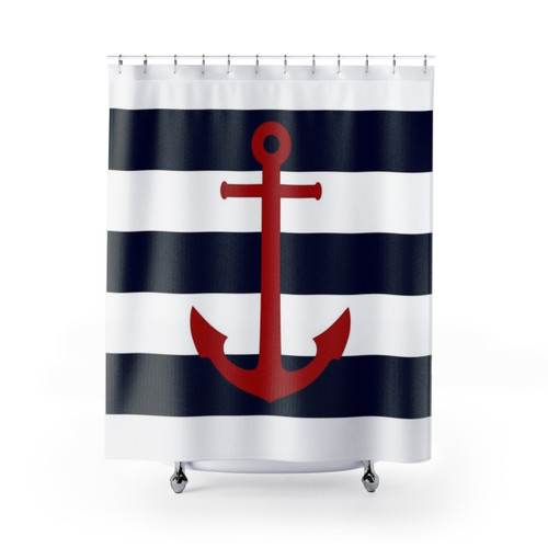 Nautical Red Anchor Shower Curtains