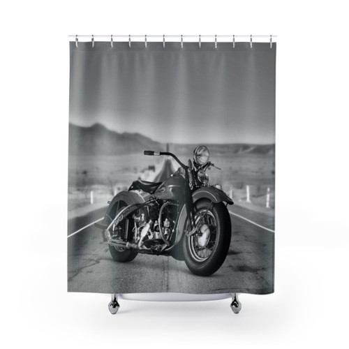 Desert Road Hog Classic Motorcycle Shower Curtains