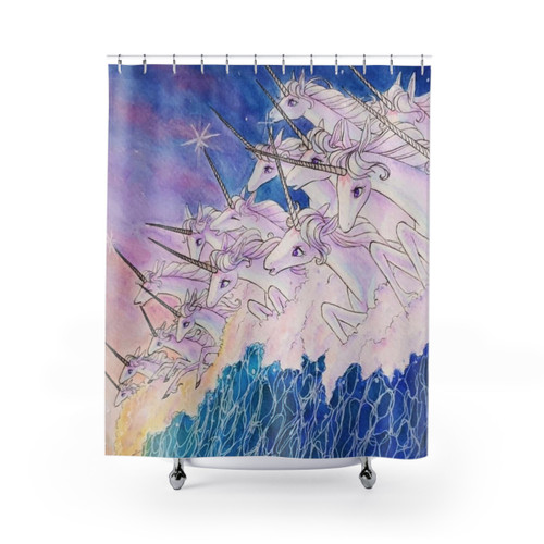 Unicorn Shower Curtains with Fantasy Ocean Design