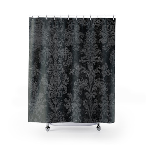 Black and Grey Damask Shower Curtains