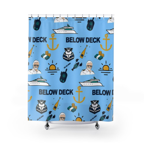 Below Deck Illustration Pattern Shower Curtains