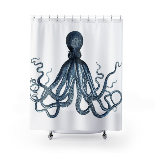 Vintage Octopus Shower Curtain with Kraken Artwork