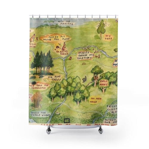 Hundred Acre Woods Map Shower Curtain