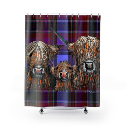 Highland Cow Tartan Shower Curtain