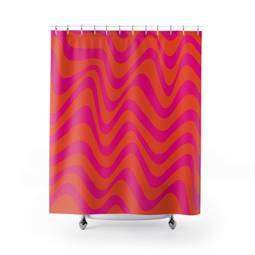 Pink and Orange Wave Shower Curtain