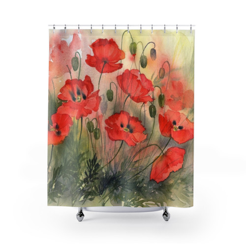 Poppy Flower Shower Curtain