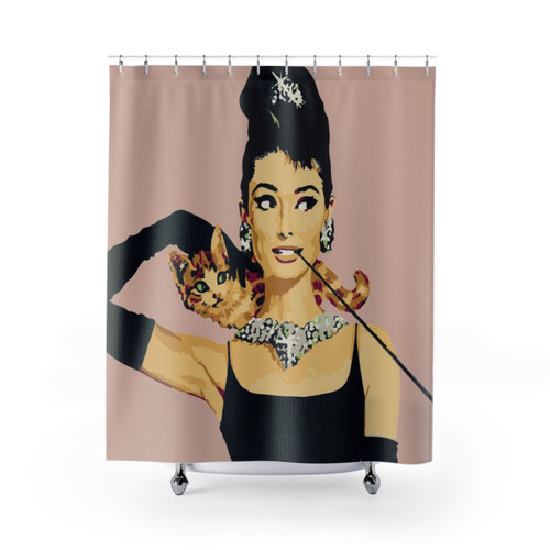 Audrey Hepburn Breakfast at Tiffany's Pastel Pink Shower Curtain