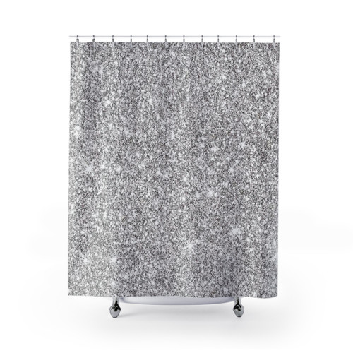 Silver Sparkles Print Shower Curtain