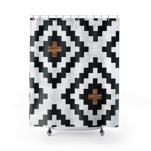 Tribal Pattern Concrete & Wood Shower Curtains