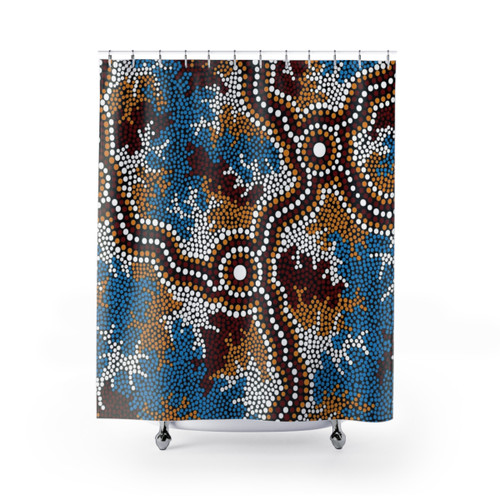 Aboriginal Art Shower Curtains - Wetland Dreaming