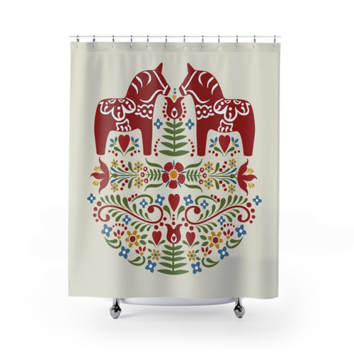 Scandinavian Dala Horse Shower Curtain