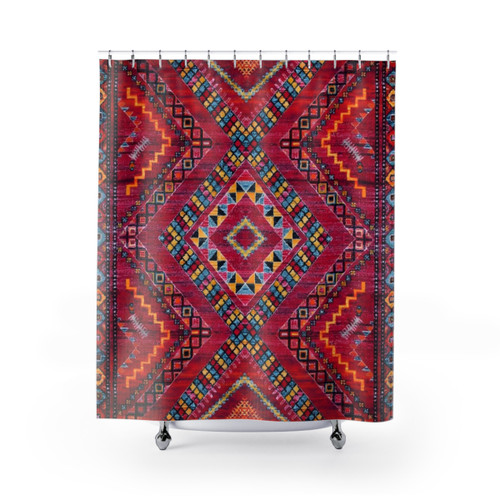 Bohemian Rose Geometric Fusion Shower Curtains