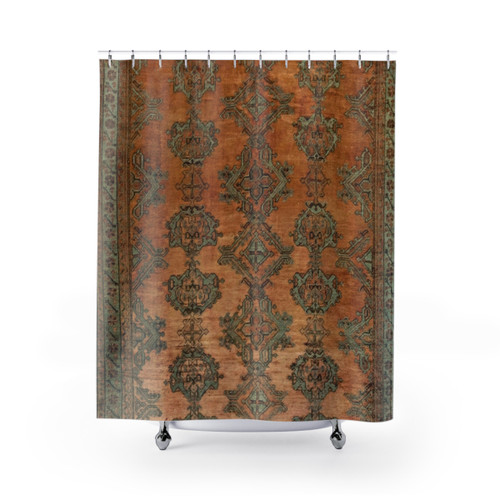 Antique Turkish Oushak Rug Print Shower Curtains