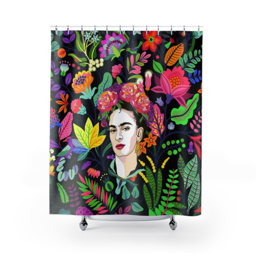 Frida in Bloom Shower Curtains - Floral Art Design
